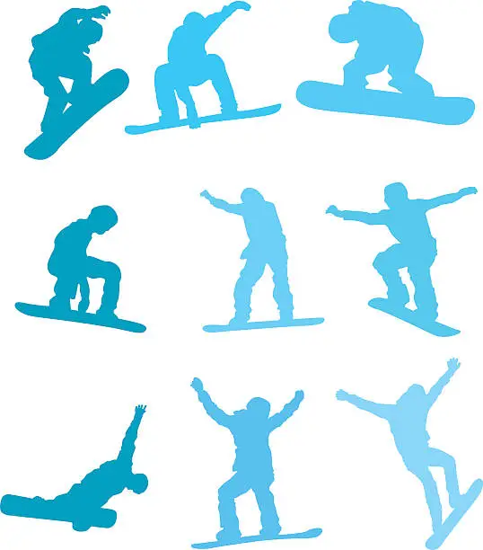 Vector illustration of Assorted snowboarders to use in your design