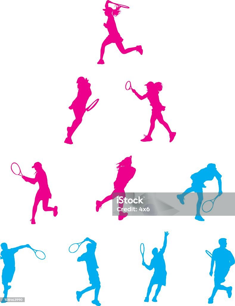 & macho de jugadores de tenis femenino - arte vectorial de Adulto libre de derechos