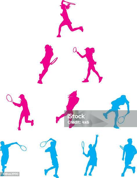 Ilustración de Macho De Jugadores De Tenis Femenino y más Vectores Libres de Derechos de Adulto - Adulto, Azul, Color - Tipo de imagen