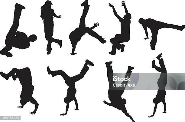 Breakdancers Повсюду — стоковая векторная графика и другие изображения на тему Белый фон - Белый фон, Брейк-данс, Вверх ногами
