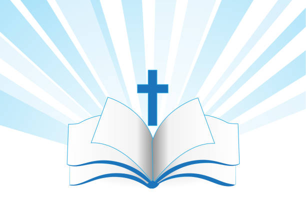 książka biblia krzyż religii symbol wektor - family abstract child religious icon stock illustrations
