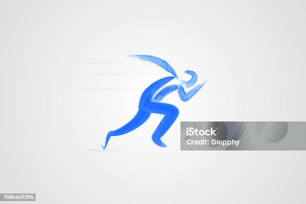 Blue Runner Man Vector Image Stock Illustration - Download Image Now ...