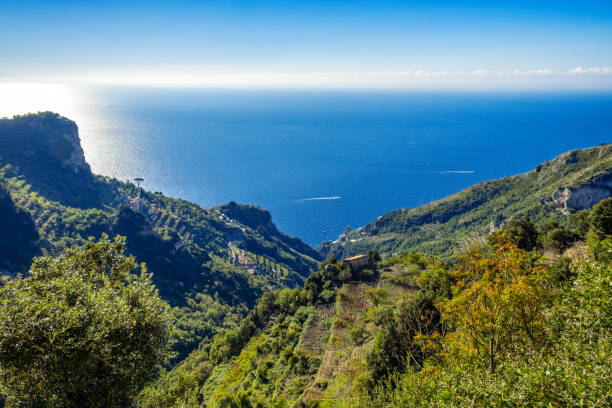 Beautiful views from path of the gods, Amalfi coast, Campagnia, Italy stock photo