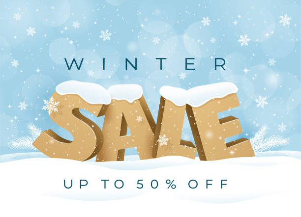 Offerta speciale sfondo Winter Sale con fiocchi di neve. - illustrazione arte vettoriale