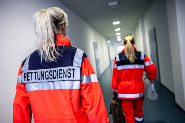 istock German paramedic runs in a floor to an accident 1084673326