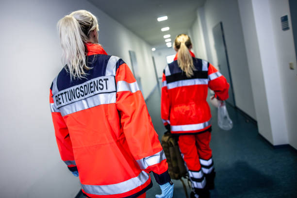 istock German paramedic runs in a floor to an accident 1084673328