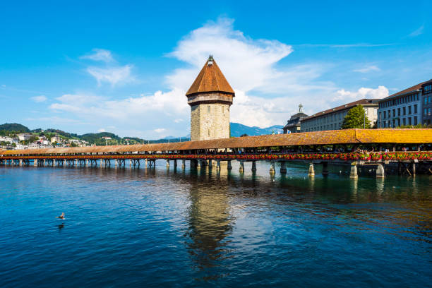 istock Chapel Bridge on River Reuss in Lucerne, Switzerland 1084681530