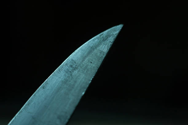 black background knife - knife table knife kitchen knife penknife imagens e fotografias de stock