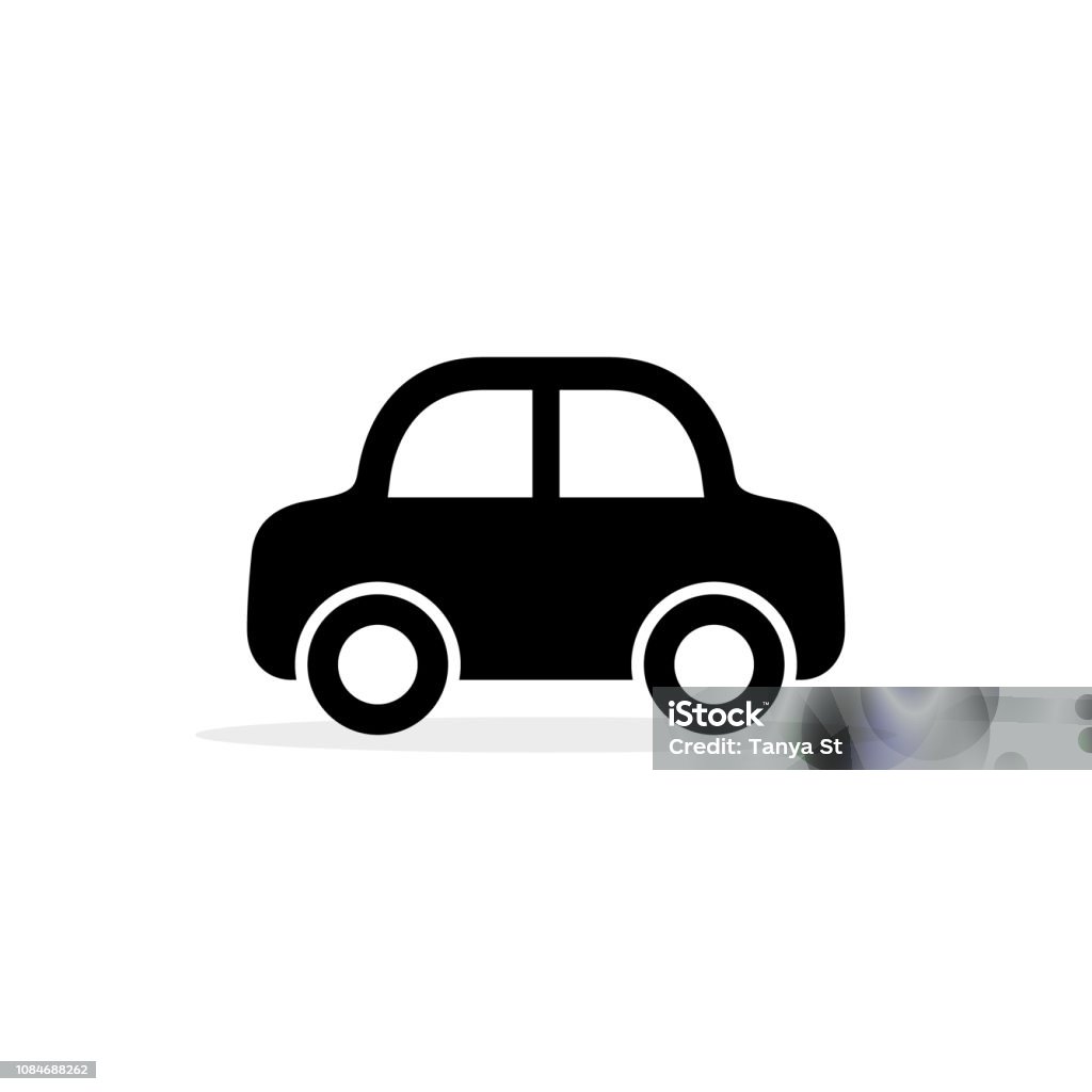 Car icon, vector flat simple cartoon transportation symbol isolated on white. Side view Car icon, vector flat simple cartoon transportation symbol isolated on white. Side view. Car stock vector