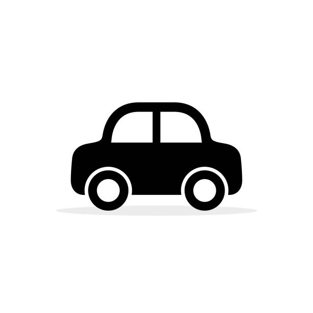 Car icon, vector flat simple cartoon transportation symbol isolated on white. Side view Car icon, vector flat simple cartoon transportation symbol isolated on white. Side view. car symbols stock illustrations