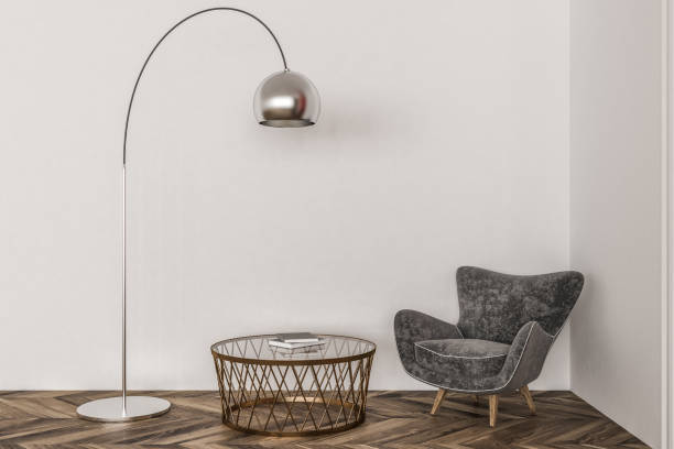 istock White living room, gray armchair 1084697470