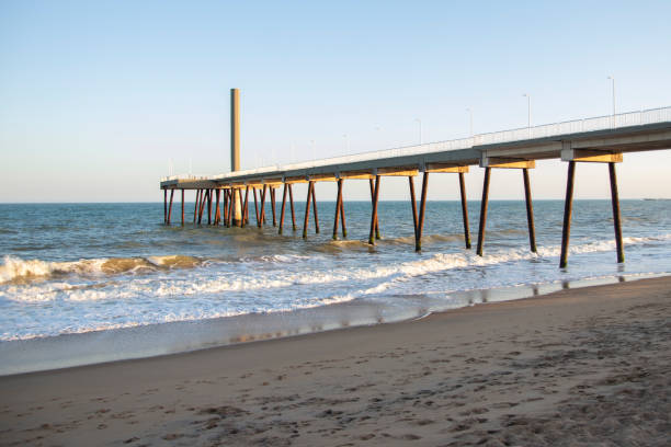 istock pier on the beach with waves and blue sky (costa azul, rio das ostras, rio de janeiro, brazil) 1084699606