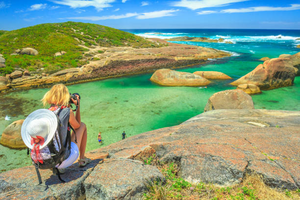 호주에서 여�행 사진 - australia photographing camera beach 뉴스 사진 이미지