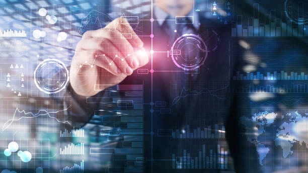 istock Business intelligence. Diagram, Graph, Stock Trading, Investment dashboard, transparent blurred background. 1084703690