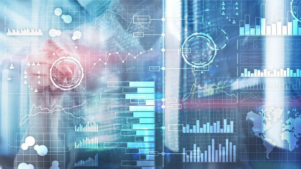 istock Business intelligence. Diagram, Graph, Stock Trading, Investment dashboard, transparent blurred background. 1084703706
