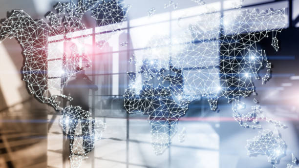 istock Global World Map Double Exposure Network. Telecommunication, International business Internet and technology concept. 1084704648