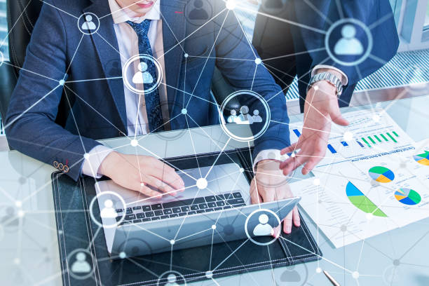 istock Double exposure people network structure HR - Human resources management and recruitment concept 1084705202