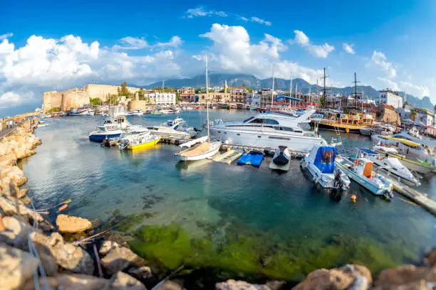 Boats and yachts in Kyrenia (Girne) harbour. Cyprus.