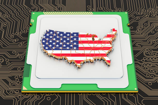istock CPU computer processor unit with flag of the United States, 3D rendering 1084709114