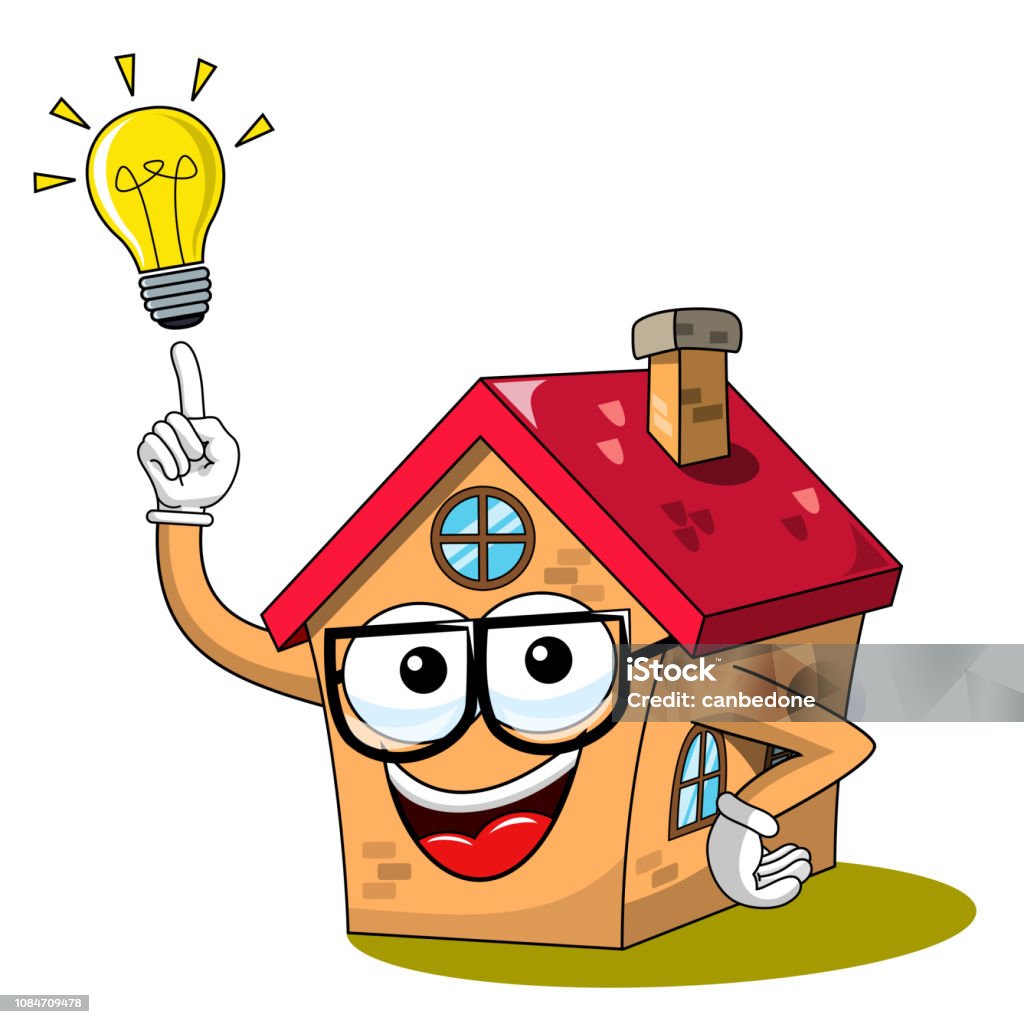 Led In House Cartoon Happy Cartoon Fanny House Idea Lightbulb Isolated Stock Illustration ...