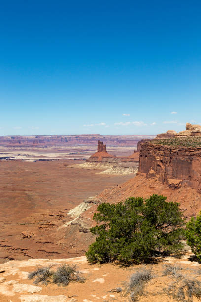 l’île dans le ciel donnent sur le parc national de canyonlands - mountain range utah sky mountain photos et images de collection