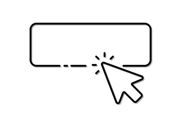 illustrazioni stock, clip art, cartoni animati e icone di tendenza di il cursore del mouse del computer fa clic sul pulsante - interface icons direction internet rectangle
