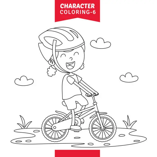 Vector illustration of Vector Illustration Of Character Coloring Page