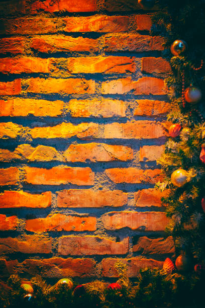 istock Brick wall with Christmas decoration 1084719514