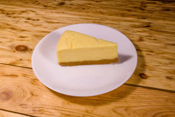 istock White plate with cheesecake New York on wooden table 1084724890