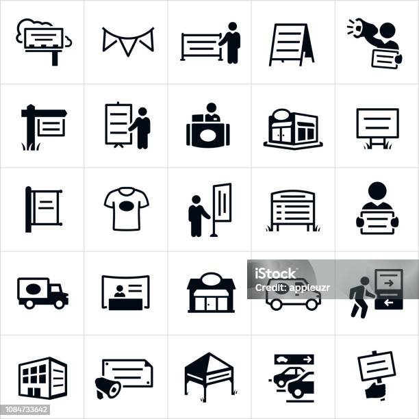Banners Displays And Signs Icons Stock Illustration - Download Image Now - Exhibition, Icon Symbol, Symbol