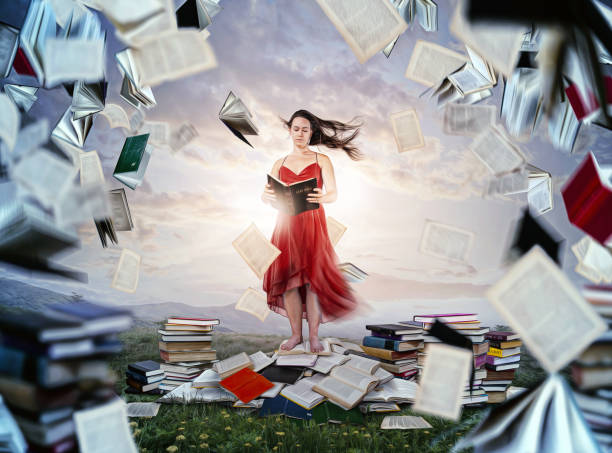 istock Woman surrounded by books 1084742576