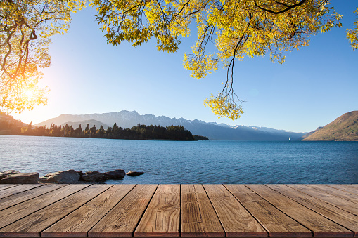 Perspective Wood Display on  Lake view
