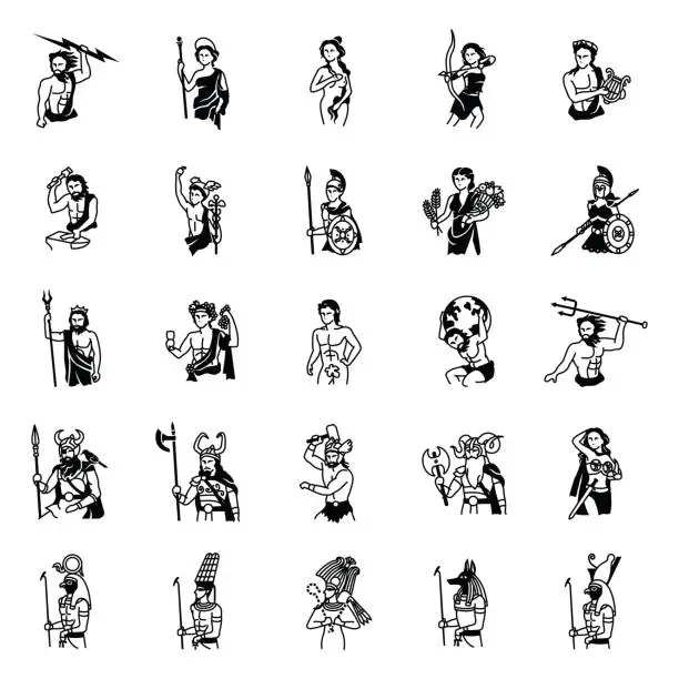 Vector illustration of Ancient Gods vector icons