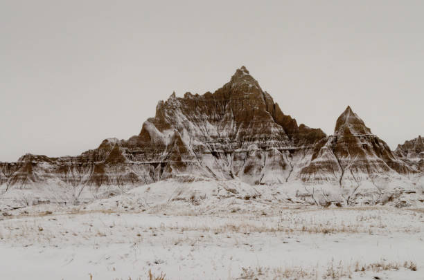Landscape taken on an overcast, winter day in Badlands National Park