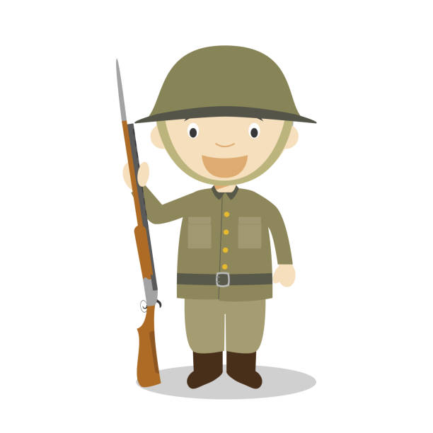 First World War Soldier Cartoon Character Vector Illustration Kids History  Collection Stock Illustration - Download Image Now - iStock