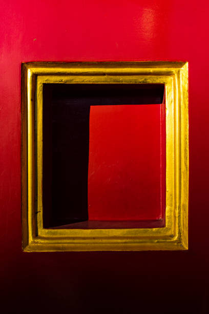 istock Chinese elements, red walls, golden squares. 1084756158