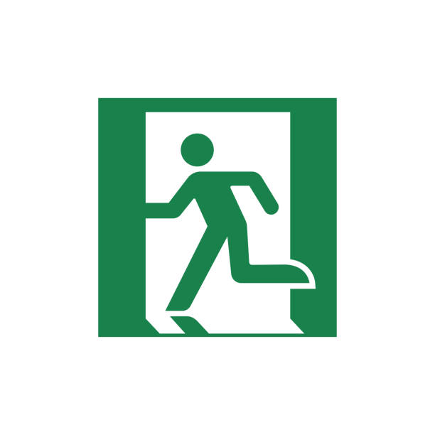öffentliche sicherheitszeichen (piktogramm) / emergency exit - ausgangsschild stock-grafiken, -clipart, -cartoons und -symbole