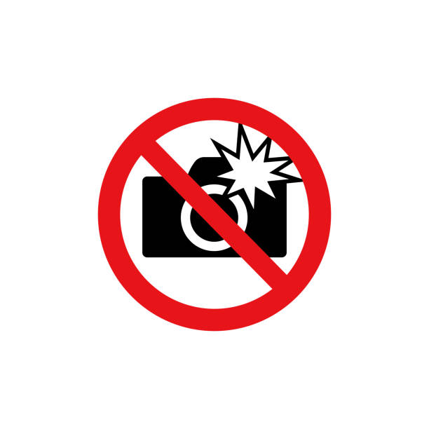 ilustraciones, imágenes clip art, dibujos animados e iconos de stock de señal de prohibición (pictograma) /do no utilizar flashes fotografías - prohibido fotos