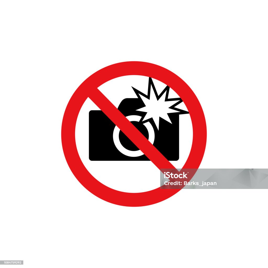 Prohibition sign (pictogram) /Do not use flash photographs Advice stock vector