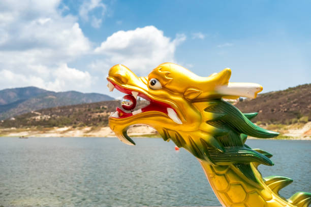 istock Dragon head on the front part of a dragon boat 1084768376