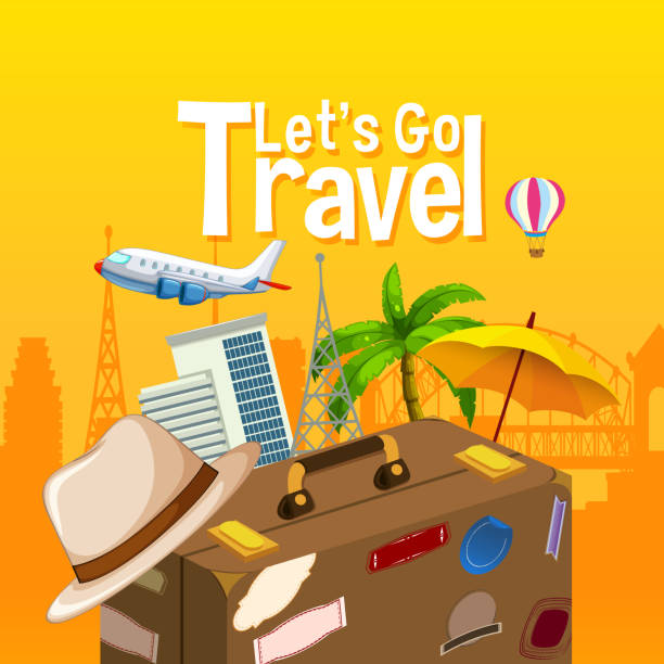 Let's go travel object Let's go travel object illustration travel clipart stock illustrations