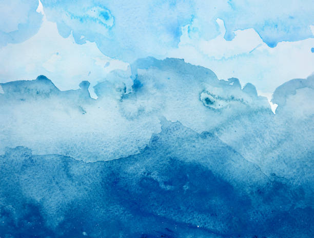 istock Blue watercolor background - abstract ocean and waves 1084781894