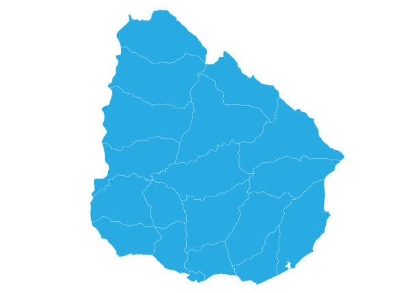 wysoka szczegółowa mapa wektorowa - uruguay stock illustrations