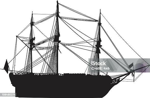 Ilustración de Antiguo Barco De Vela y más Vectores Libres de Derechos de Historia - Historia, Silueta, Vela - Parte del barco