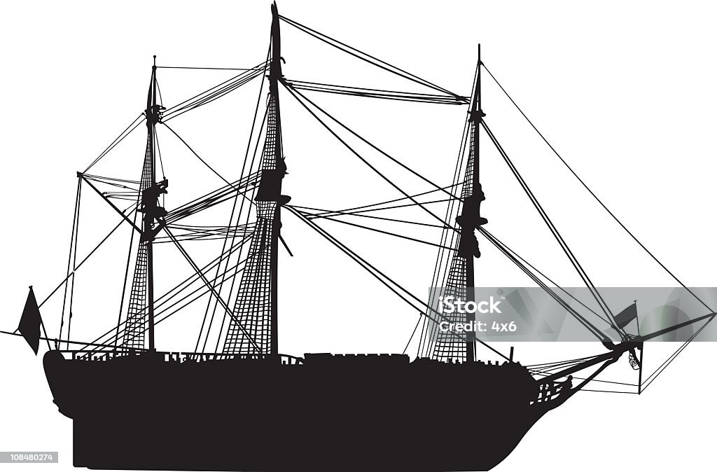 Старый Парусное судно - Векторная графика История роялти-фри