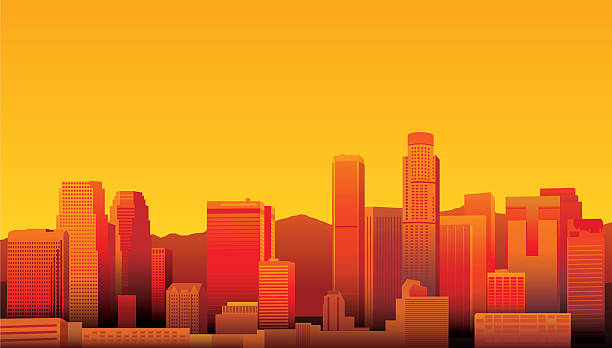los 로스앤젤레스 - city of los angeles los angeles county downtown district cityscape stock illustrations