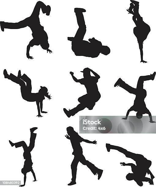 Break Dancern Stock Vektor Art und mehr Bilder von Kontur - Kontur, Tanzen, Handstand