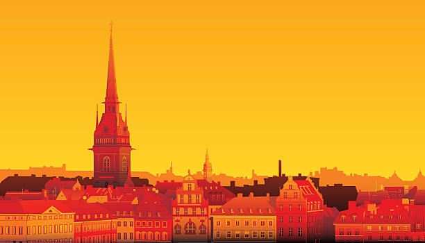 sztokholm - stockholm silhouette sweden city stock illustrations