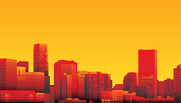 denver コロラド州 - skyline silhouette cityscape residential district点のイラスト素材／クリップアート素材／マンガ素材／アイコン素材