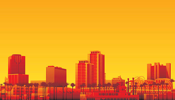 Long beach California downtown long beach stock illustrations
